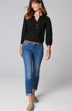 Ruffle-Trim Pintucked Tunic