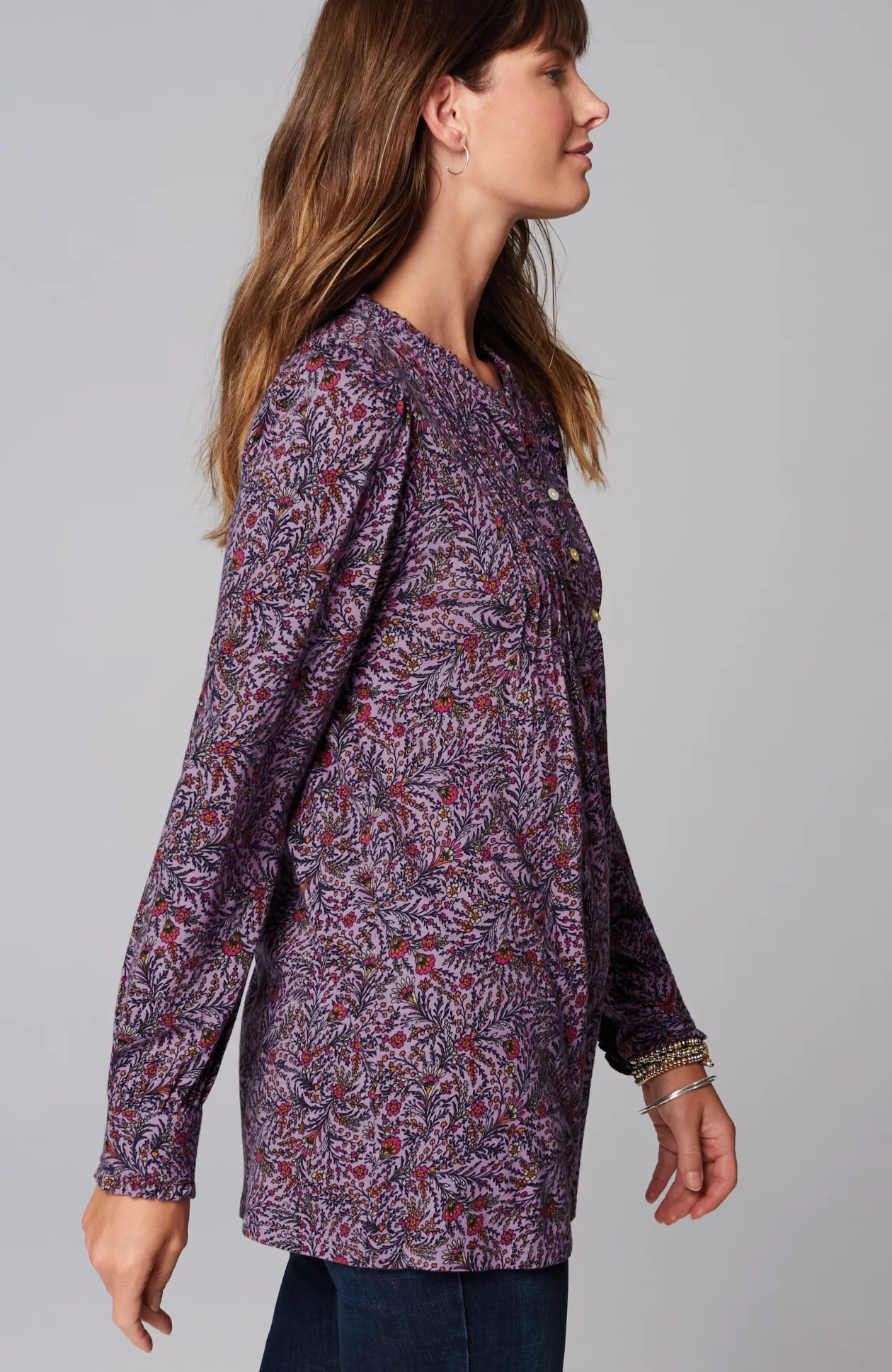 Ruffle-Trim Pintucked Tunic
