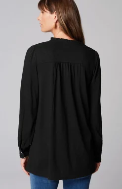 Ruffle-Trim Pintucked Tunic