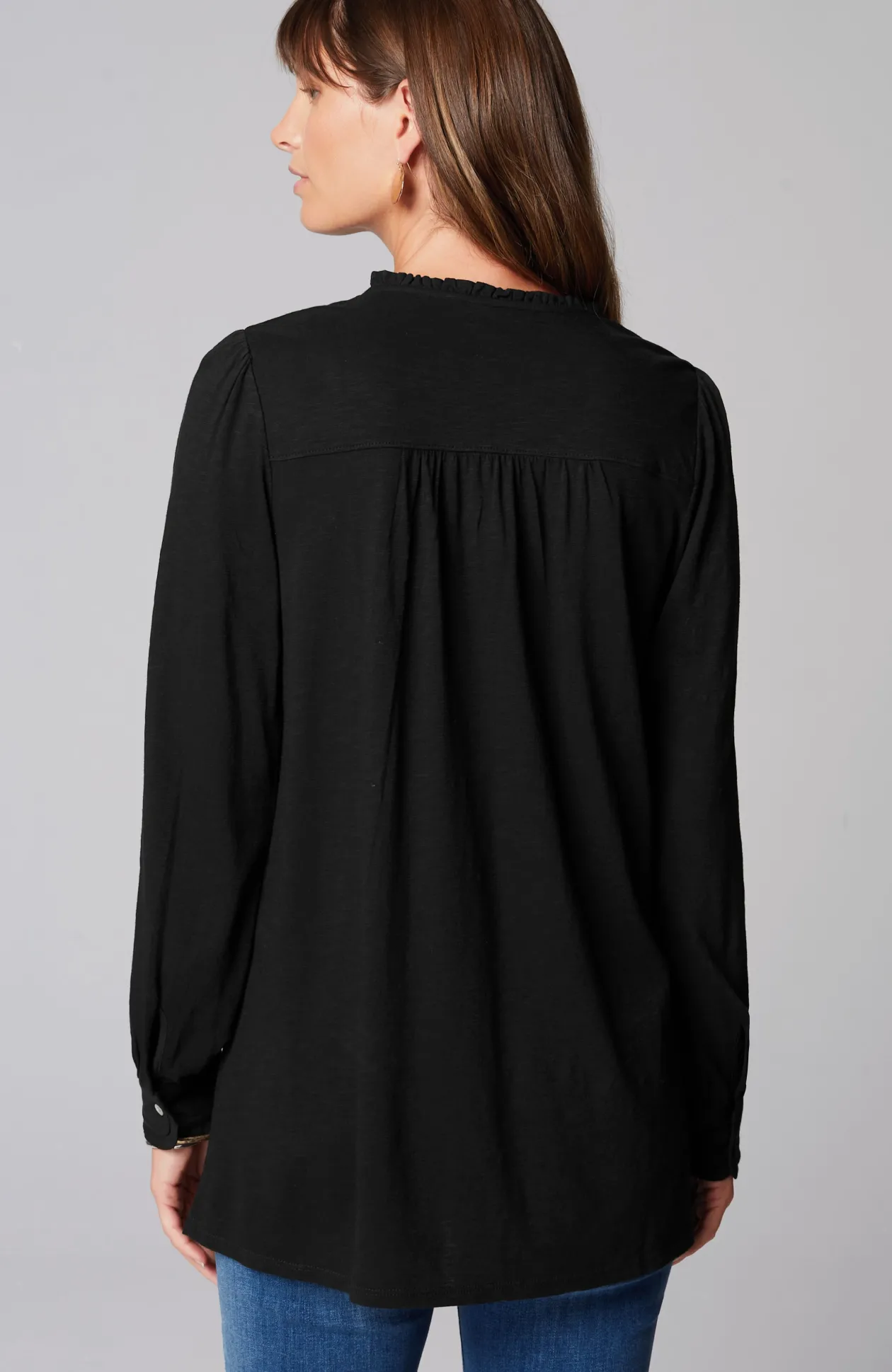 Ruffle-Trim Pintucked Tunic