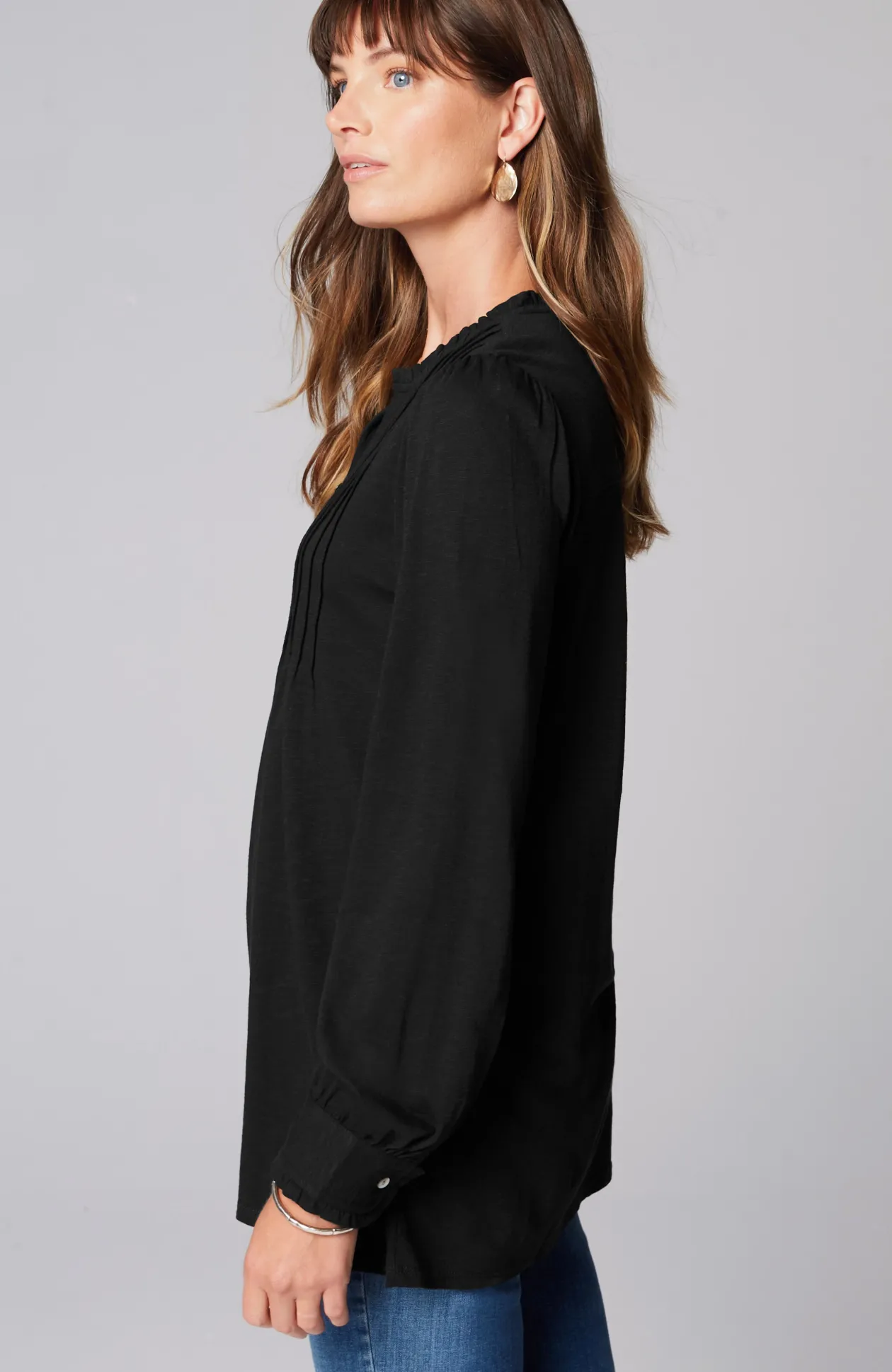 Ruffle-Trim Pintucked Tunic