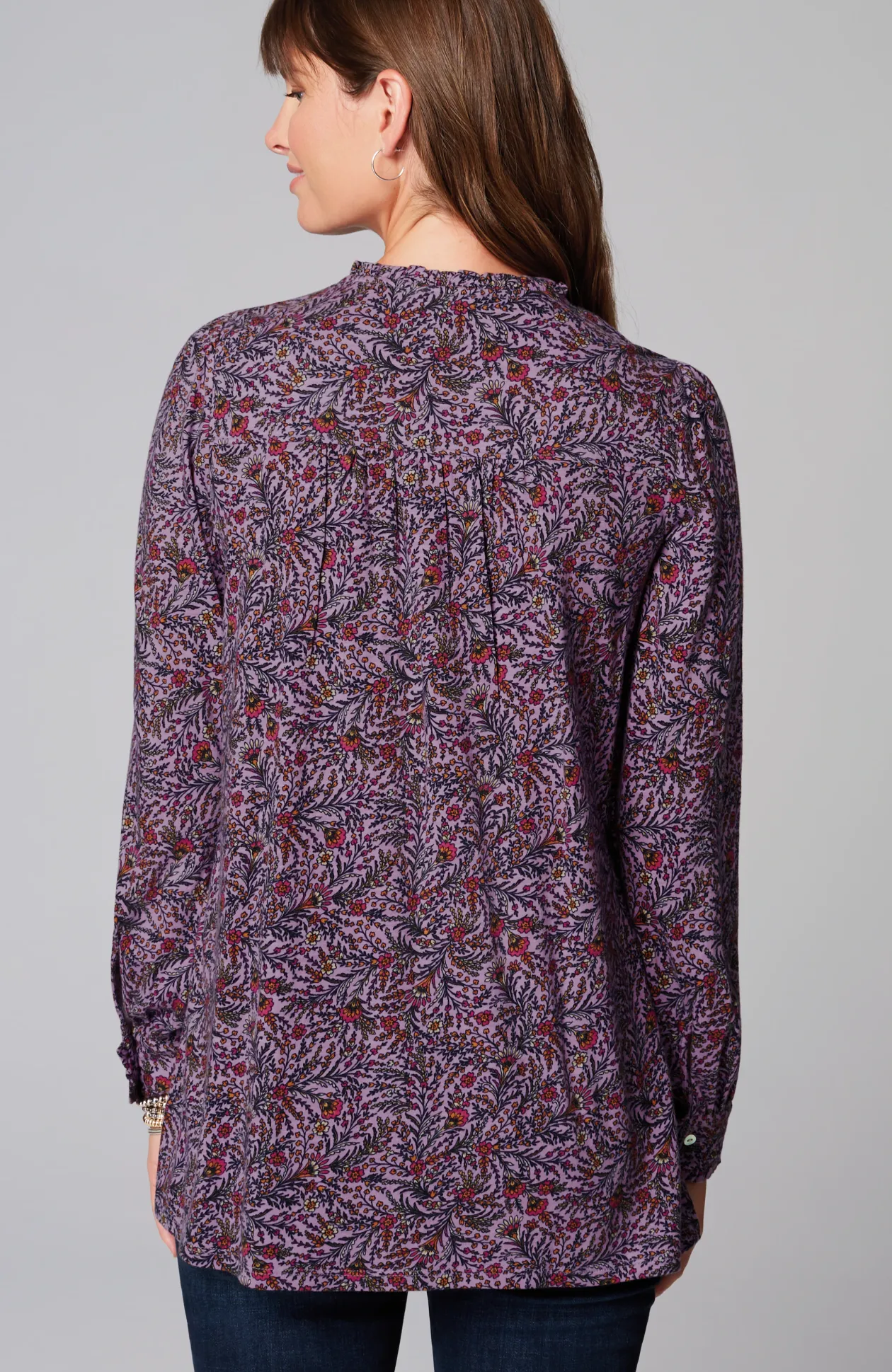 Ruffle-Trim Pintucked Tunic