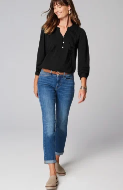 Ruffle-Trim Pintucked Tunic