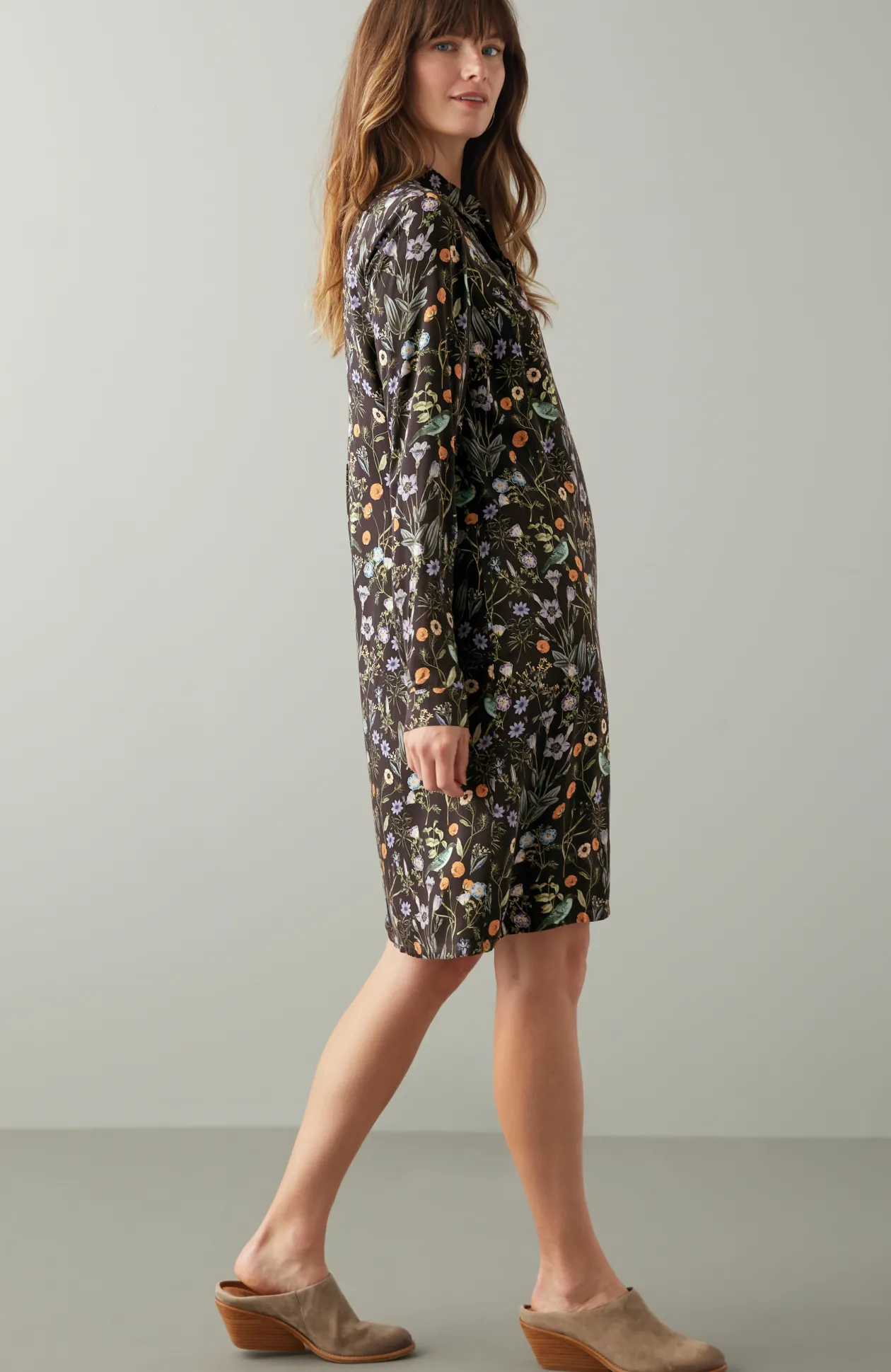 Satin A-Line Shirtdress