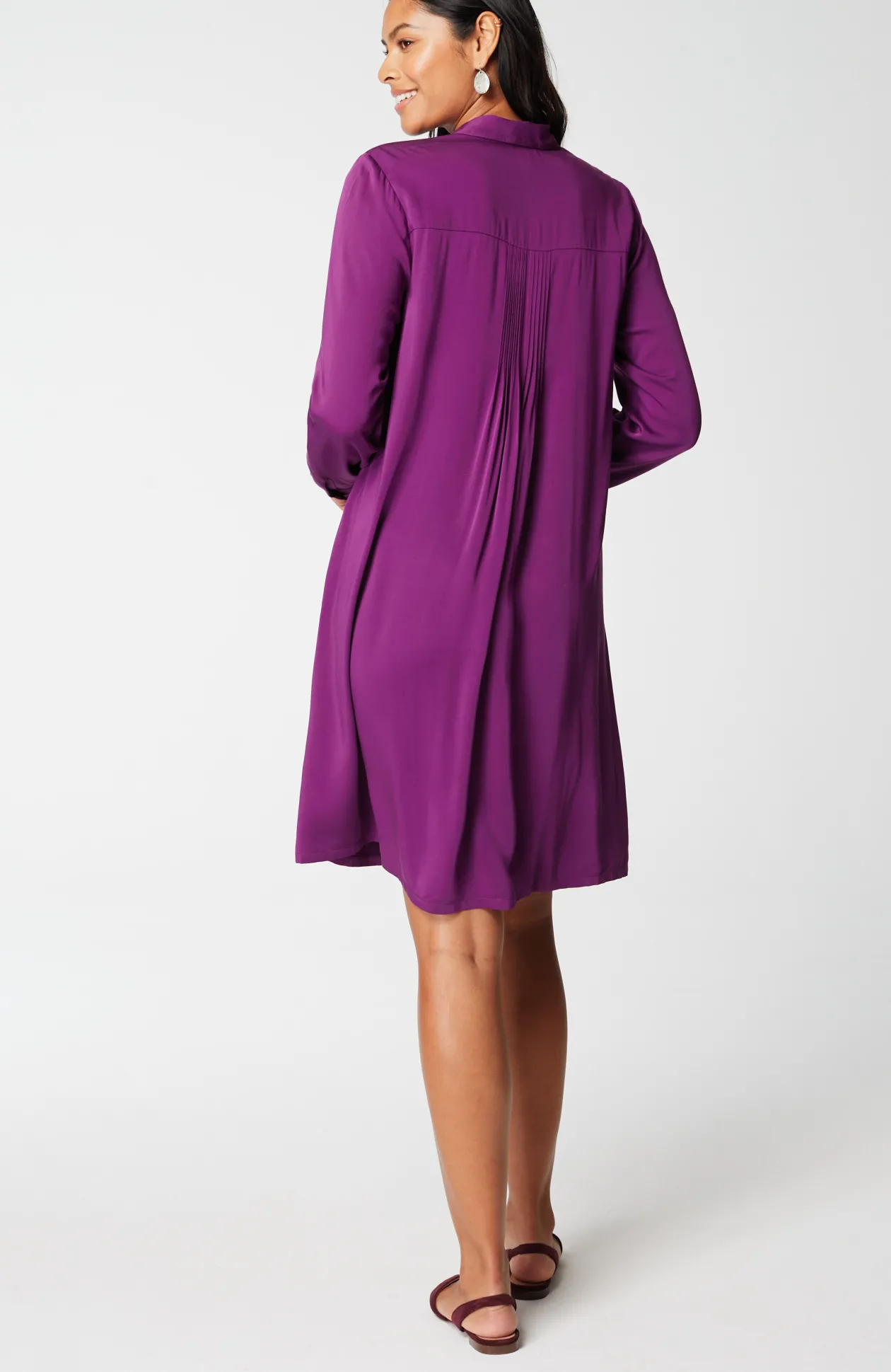 Satin A-Line Shirtdress
