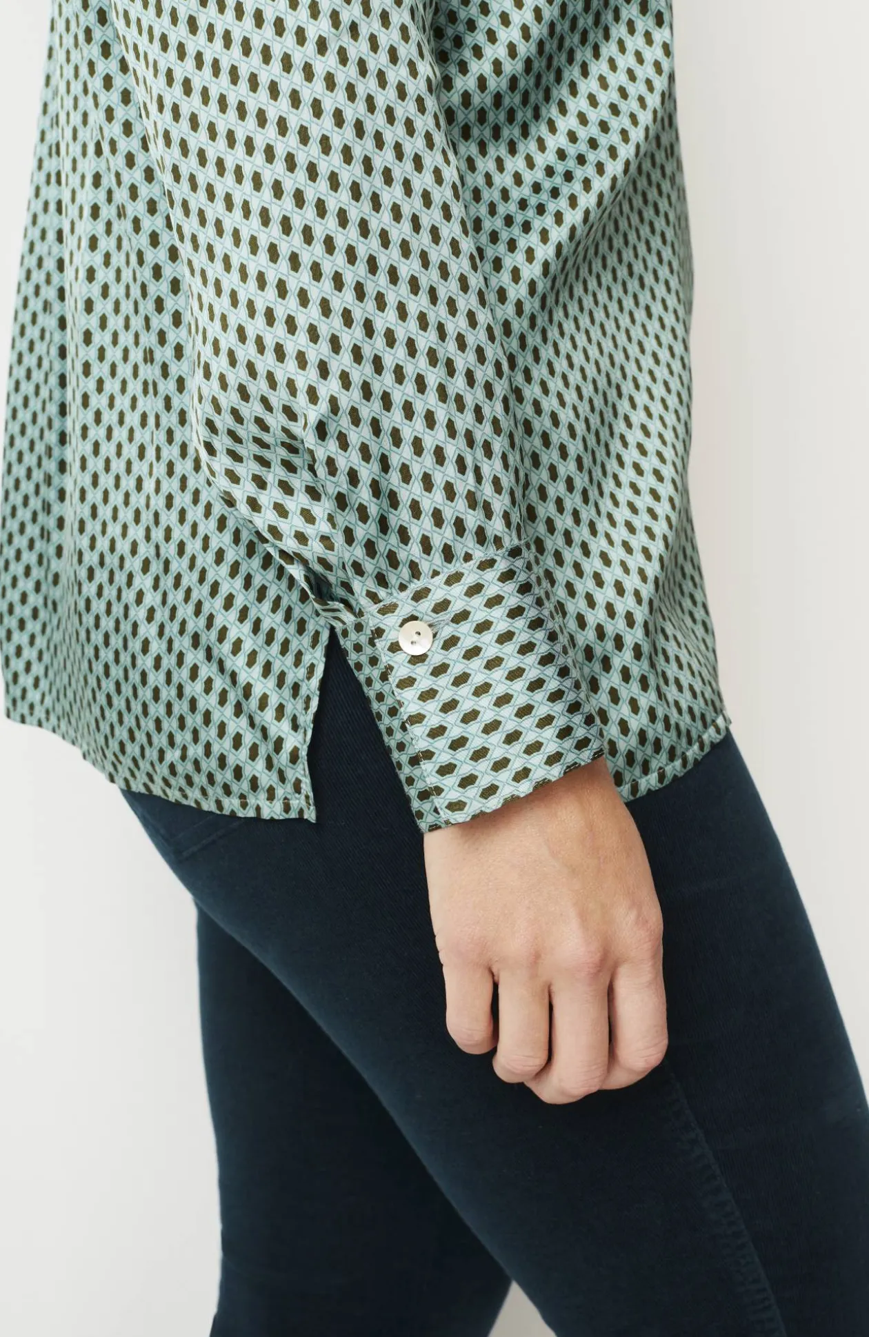 Satin Button-Front Shirt