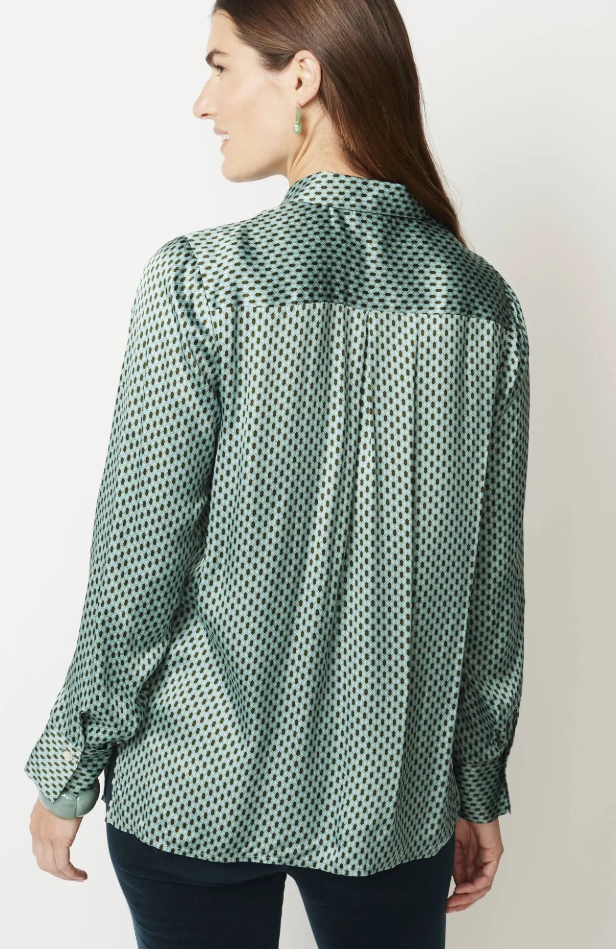 Satin Button-Front Shirt