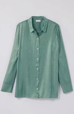 Satin Button-Front Shirt