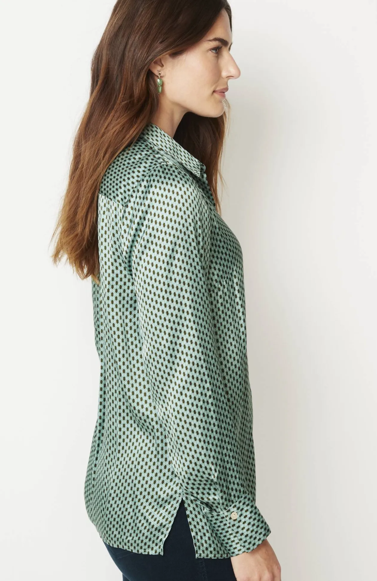 Satin Button-Front Shirt