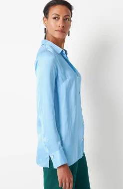Satin Button-Front Shirt