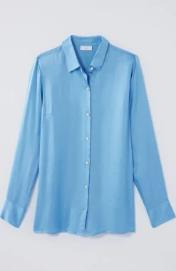 Satin Button-Front Shirt