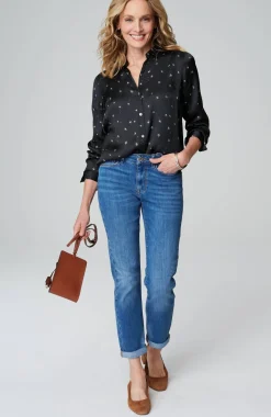 Satin Button-Front Shirt