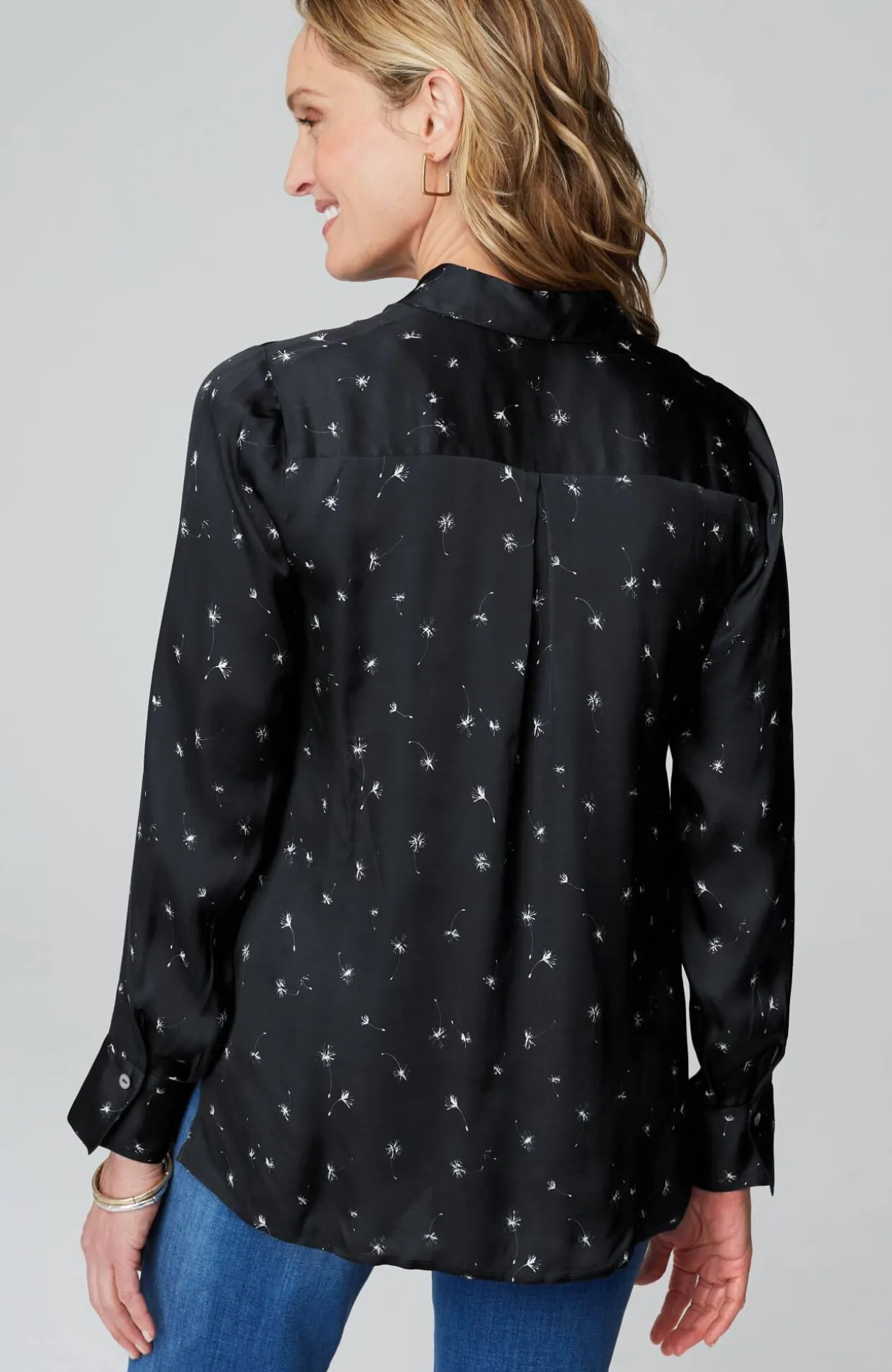 Satin Button-Front Shirt