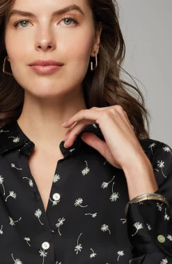 Satin Button-Front Shirt