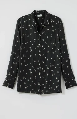 Satin Button-Front Shirt