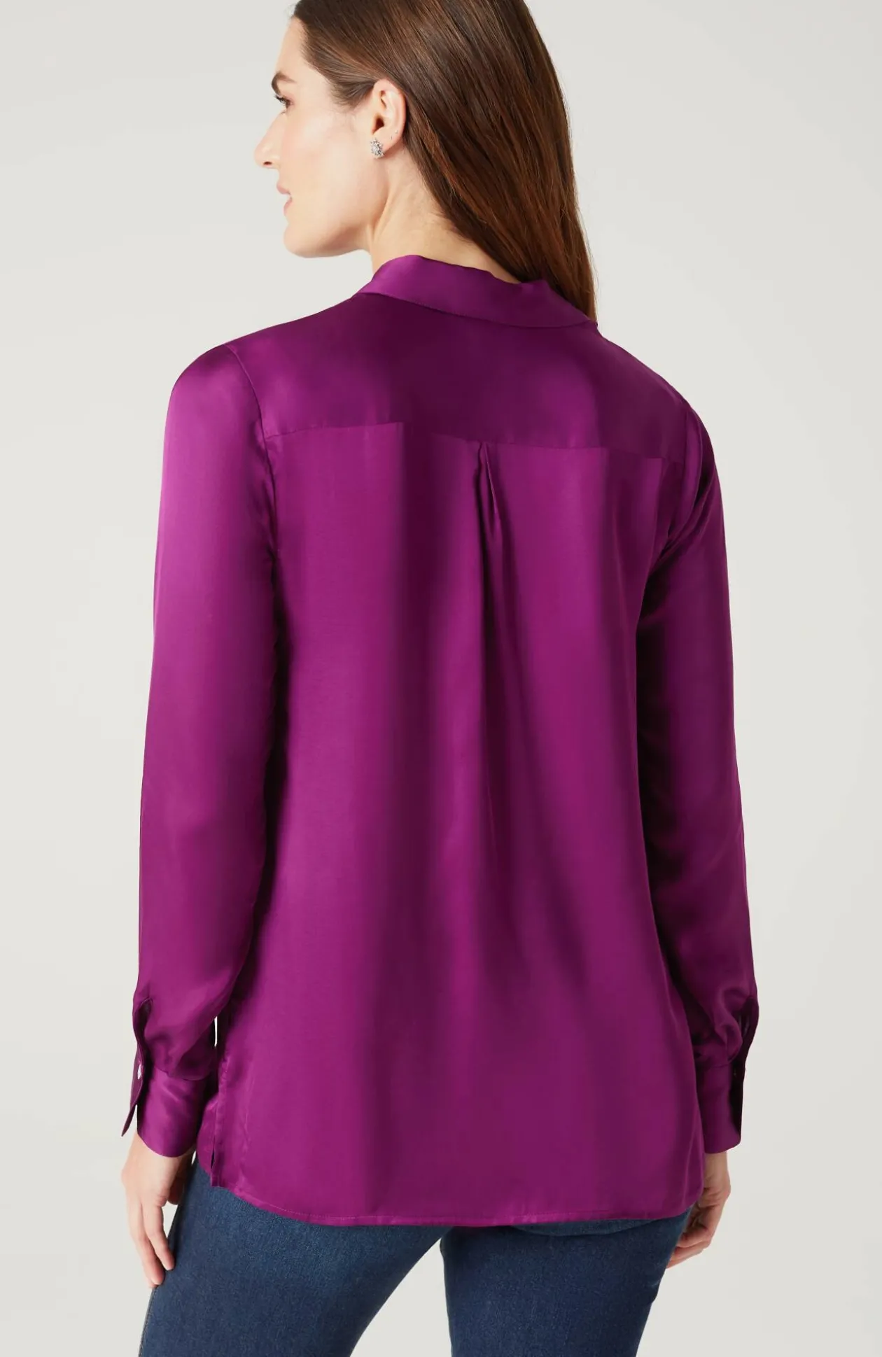 Satin Button-Front Shirt