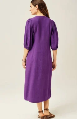 Seamed Button-Front Midi Dress