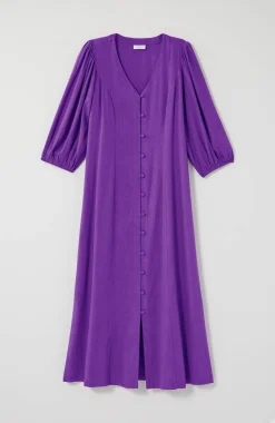Seamed Button-Front Midi Dress