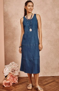 Seamed Indigo Midi Dress