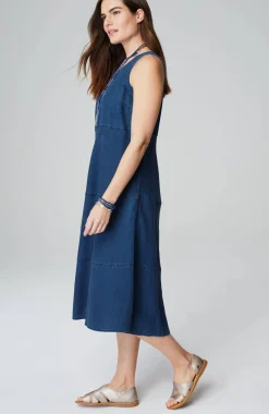 Seamed Indigo Midi Dress