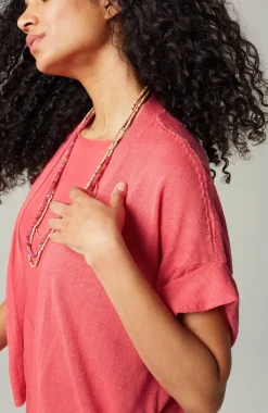 Short Cuffed-Sleeve Open-Front Cardi
