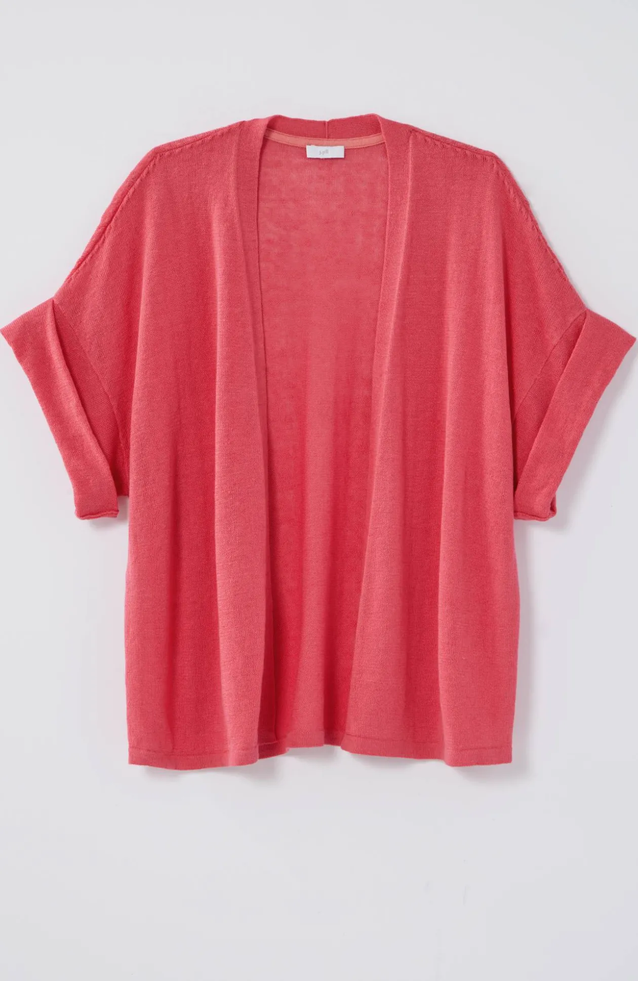 Short Cuffed-Sleeve Open-Front Cardi