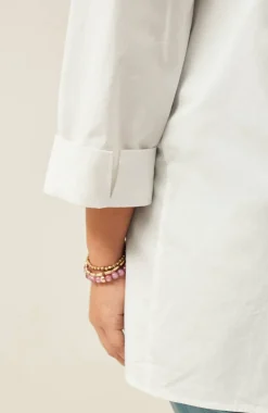Side-Button Stepped-Hem Tunic
