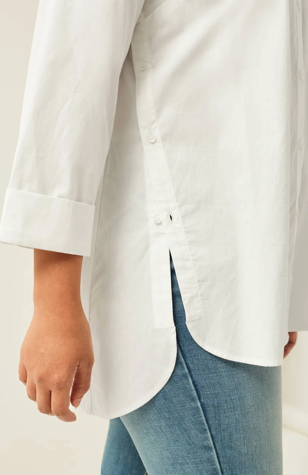 Side-Button Stepped-Hem Tunic