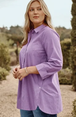 Side-Button Stepped-Hem Tunic