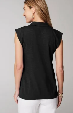 Sleeveless Button-Front Top