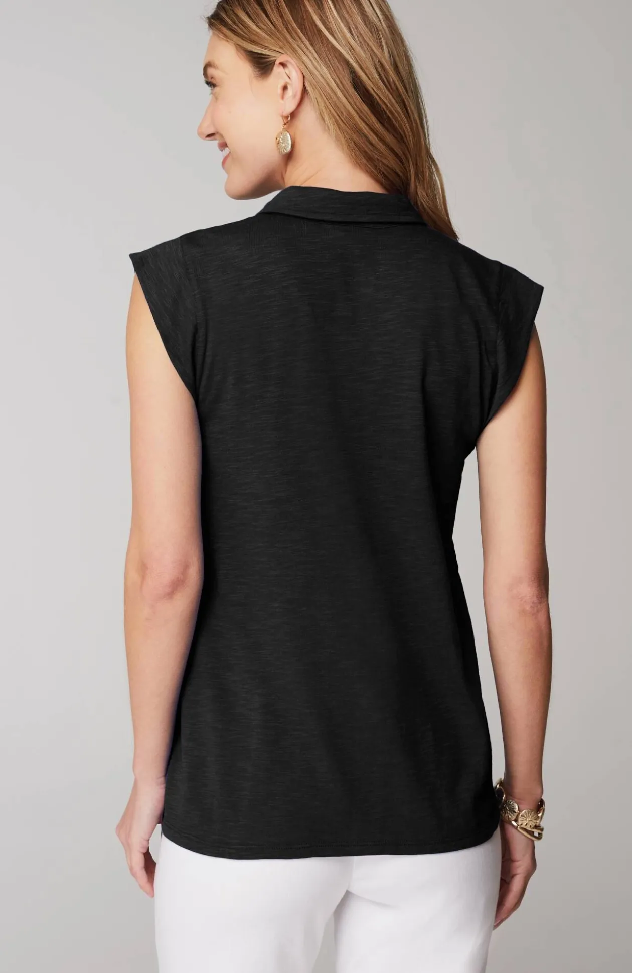 Sleeveless Button-Front Top