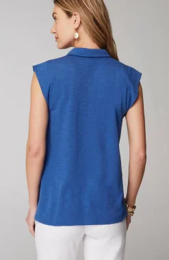 Sleeveless Button-Front Top
