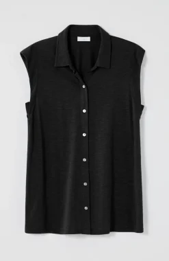 Sleeveless Button-Front Top