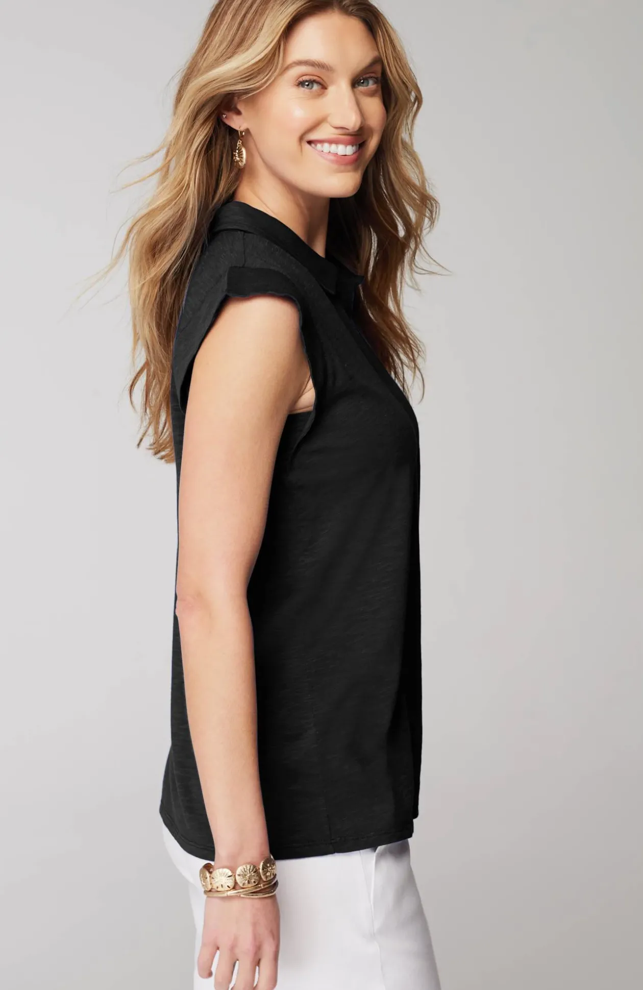 Sleeveless Button-Front Top