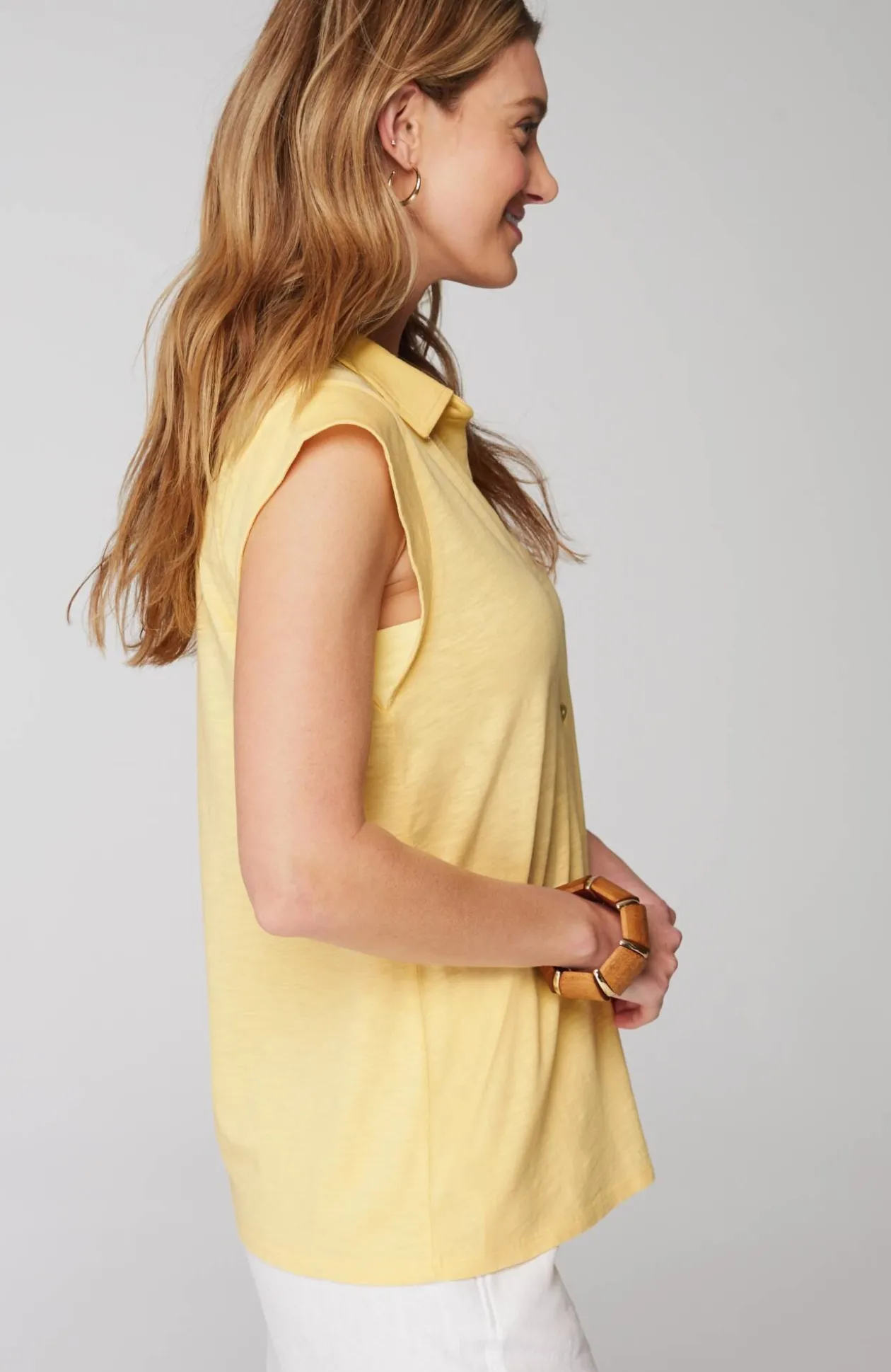 Sleeveless Button-Front Top