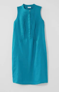 Sleeveless Linen Pintucked Dress