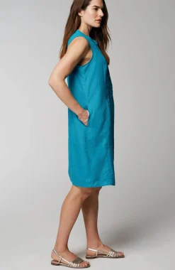 Sleeveless Linen Pintucked Dress