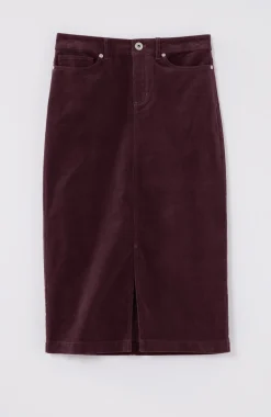 Slit-Hem Corduroy Skirt