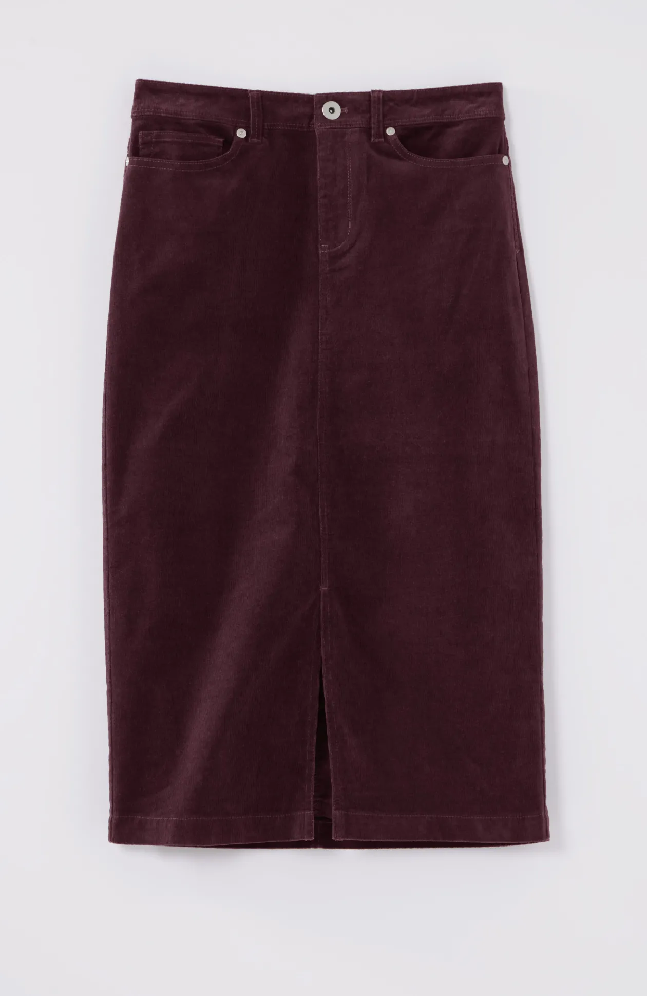Slit-Hem Corduroy Skirt