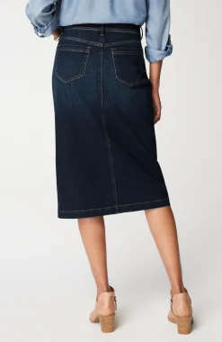 Slit-Hem Denim Skirt