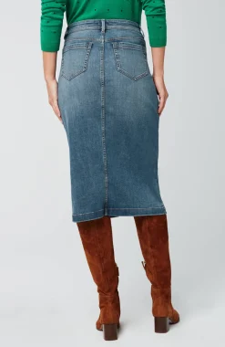 Slit-Hem Denim Skirt