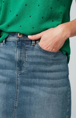 Slit-Hem Denim Skirt