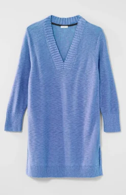 Slub Rib-Trimmed Sweater Tunic