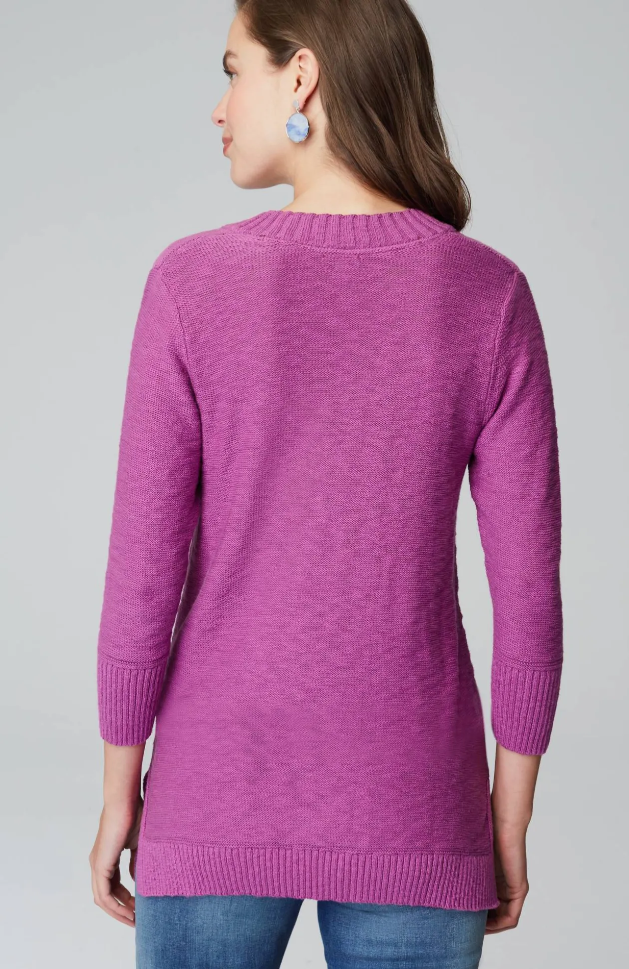 Slub Rib-Trimmed Sweater Tunic