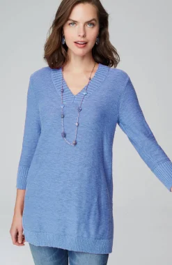 Slub Rib-Trimmed Sweater Tunic