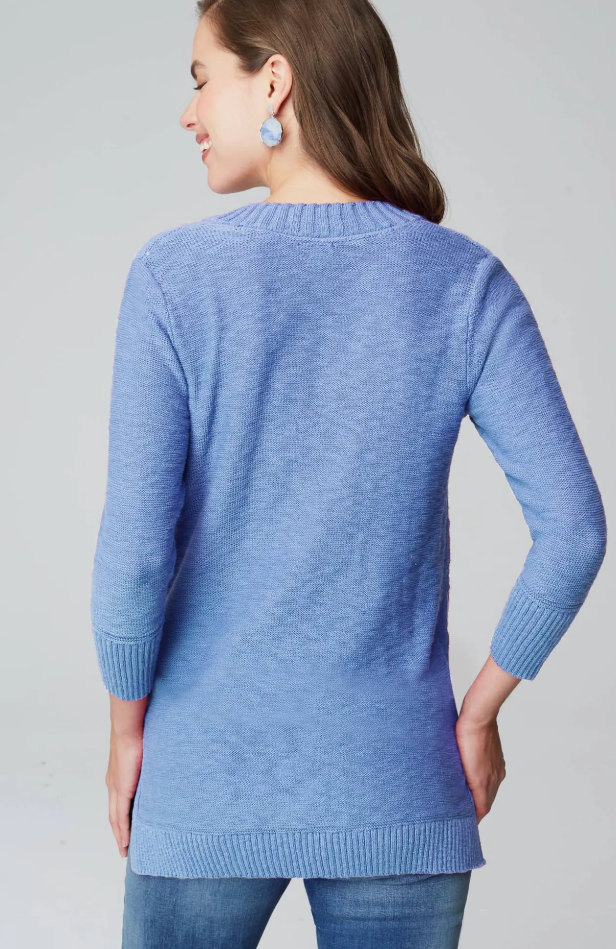 Slub Rib-Trimmed Sweater Tunic