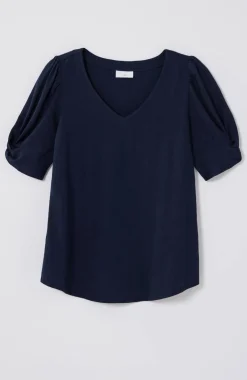 Slub-Knit Twist-Sleeve Tee