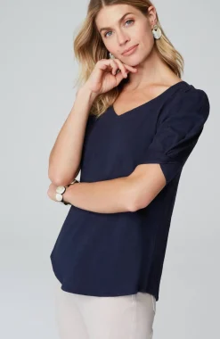 Slub-Knit Twist-Sleeve Tee