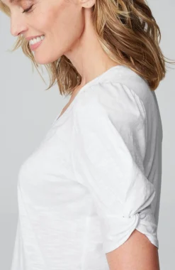 Slub-Knit Twist-Sleeve Tee