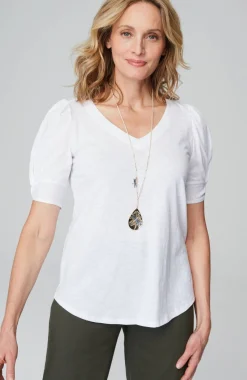 Slub-Knit Twist-Sleeve Tee